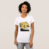 Oude Halloween Skelet Hond Maan Vector Design_ T-shirt (Voorkant volledig)