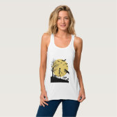Oude Halloween Skelet Hond Maan Vector Design_ Tanktop (Volledige Voorkant)