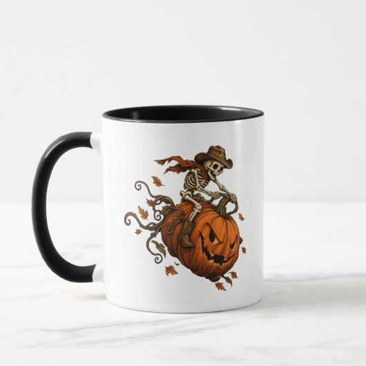 Oude Halloween Skelet Pompoen Mok (Links)