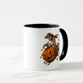 Oude Halloween Skelet Pompoen Mok (Voorkant rechts)