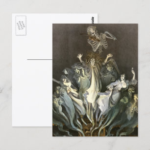 Oude Halloween, Skelet Violist en Geesten Briefkaart