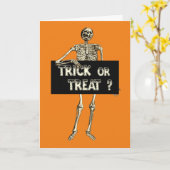 Oude Halloween snoep of leven skelet Kaart (Gele Bloem)