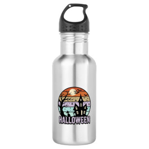 Oude Halloween Spelonkend Huis T-shirt Ontwerp_1 Waterfles