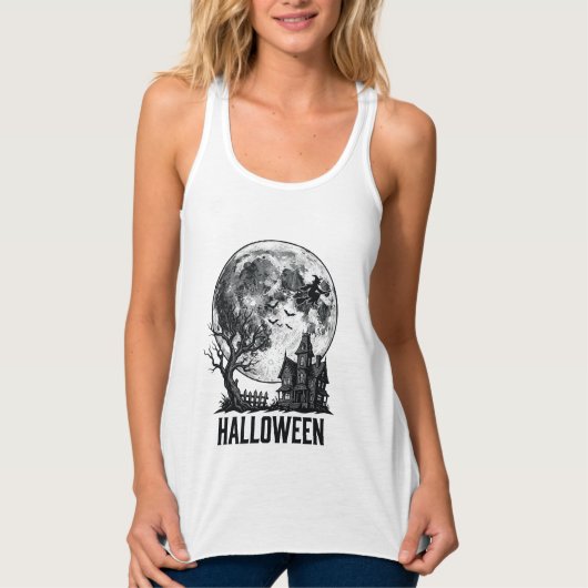 Oude Halloween Spoken Huis Maan Shirt Ontwerp_ (Voorkant)