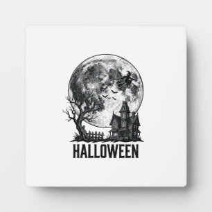 Oude Halloween Spoken Huis Maan Shirt Ontwerp_ Fotoplaat