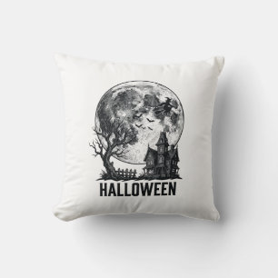 Oude Halloween Spoken Huis Maan Shirt Ontwerp_ Kussen