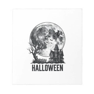 Oude Halloween Spoken Huis Maan Shirt Ontwerp_ Notitieblok
