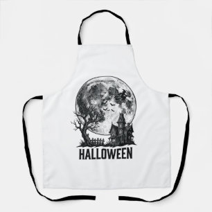 Oude Halloween Spoken Huis Maan Shirt Ontwerp_ Schort