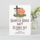 Oude Halloween Spoken Huis Pompoen Kaart (Staand voorkant)