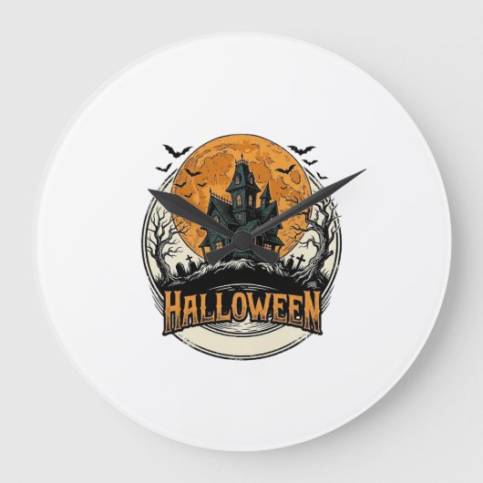 Oude Halloween Spoken Huis Vectorontwerp_1 Grote Klok (Voorkant)