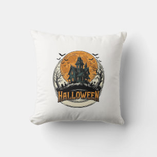 Oude Halloween Spoken Huis Vectorontwerp_1 Kussen