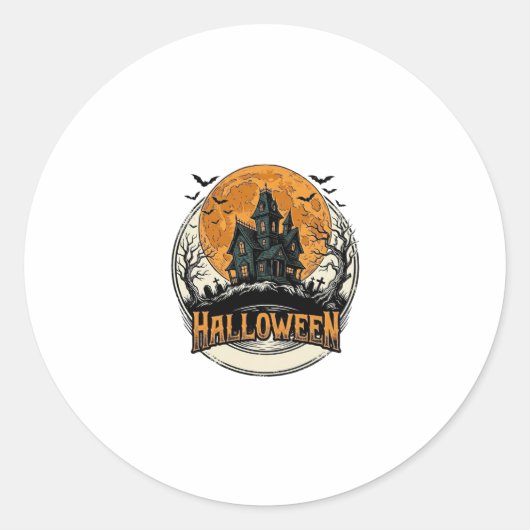 Oude Halloween Spoken Huis Vectorontwerp_1 Ronde Sticker (Voorkant)