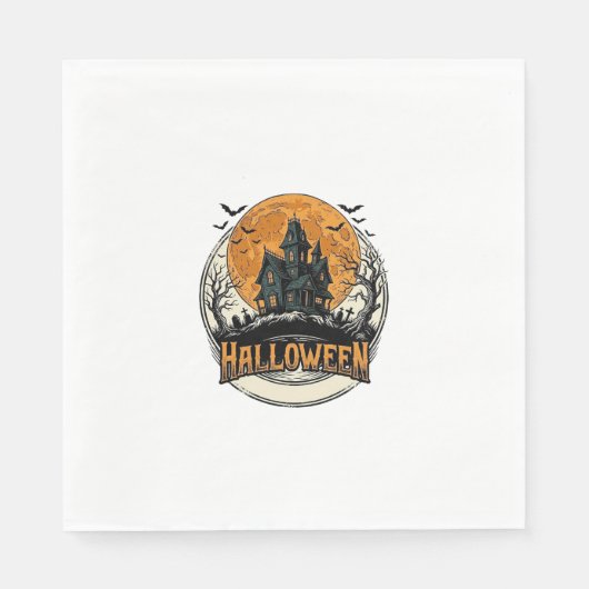 Oude Halloween Spoken Huis Vectorontwerp_1 Servet (Voorkant)