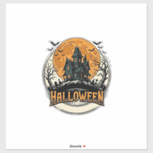 Oude Halloween Spoken Huis Vectorontwerp_1 Sticker