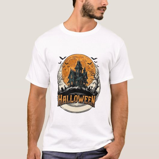 Oude Halloween Spoken Huis Vectorontwerp_1 T-shirt (Voorkant)