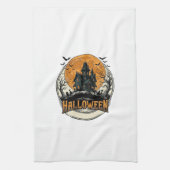 Oude Halloween Spoken Huis Vectorontwerp_1 Theedoek (Verticaal)