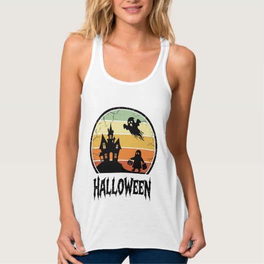 Oude Halloween Spoken Huis Zonsondergang Shirt Ont (Voorkant)