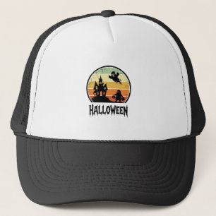 Oude Halloween Spoken Huis Zonsondergang Shirt Ont Trucker Pet