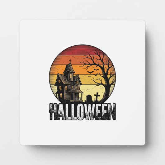 Oude Halloween Spoken Huis Zonsondergang Vector Ku Fotoplaat (Voorkant)