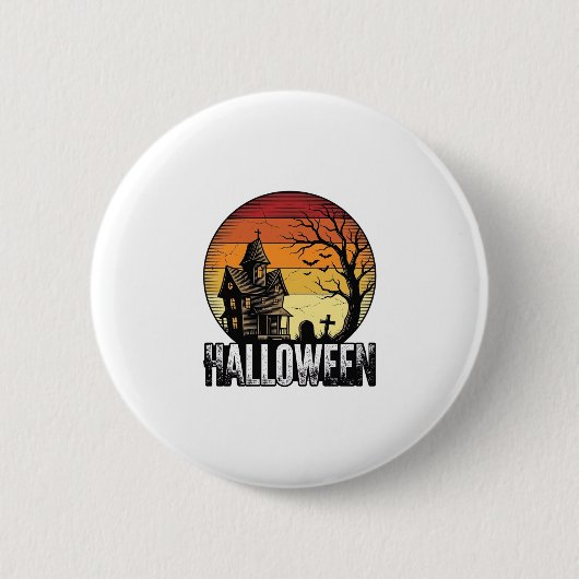 Oude Halloween Spoken Huis Zonsondergang Vector Ku Ronde Button 5,7 Cm (Voorkant)