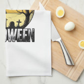Oude Halloween Spoken Huis Zonsondergang Vector Ku Theedoek (Quarter Fold)