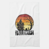 Oude Halloween Spoken Huis Zonsondergang Vector Ku Theedoek (Verticaal)