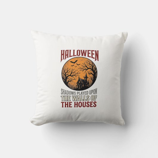 Oude Halloween Spokenhuis Maan Shirt Ontwerp_ Kussen (Voorkant)