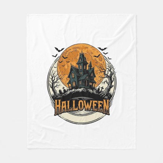 Oude Halloween Spokenhuis Vectorontwerp_1 Fleece Deken (Voorkant)