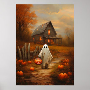 Oude Halloween spook dat langs de deuren gaat voor Poster