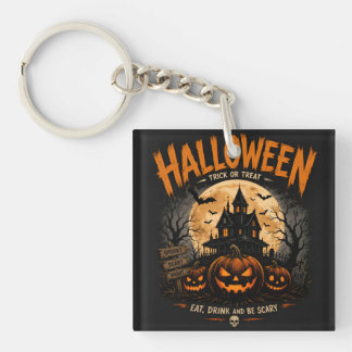 Oude Halloween-spookhuis Griezelnacht Grapjas Sleutelhanger