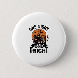 Oude Halloween-spookhuis Heksenmaan Grafiek_1 Ronde Button 5,7 Cm