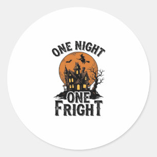 Oude Halloween-spookhuis Heksenmaan Grafiek_1 Ronde Sticker
