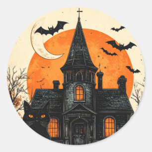 Oude Halloween-spookhuis Ronde Sticker