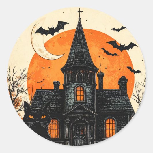 Oude Halloween-spookhuis Ronde Sticker (Voorkant)