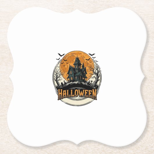 Oude Halloween-spookhuis vectorontwerp_1 Kartonnen Onderzetters (Voorkant)