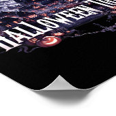 Oude Halloween Stad Skelet Geest Pompoen Hal Poster (Hoek)