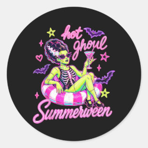 Oude Halloween-strand Zomer Halloween-staart Ronde Sticker