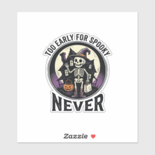 Oude Halloween T-shirt Skelet Maan Geheime Huis Sticker