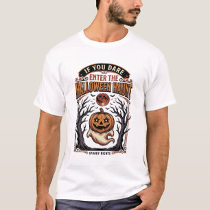 Oude Halloween T-shirt Spooky Gegraveerde Pompoen