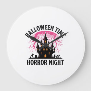 Oude Halloween Tijd Horror Nacht Geheime Kasteel Grote Klok