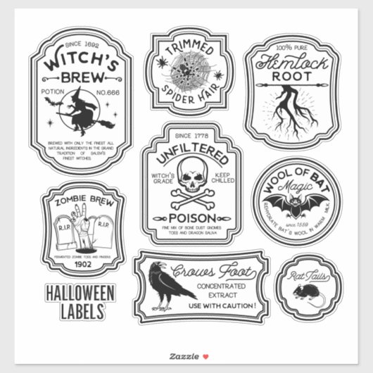 Oude Halloween Toverdrank Label Set (Vel)