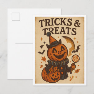 Oude Halloween-trucs en -snoepjes Briefkaart