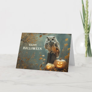 Oude Halloween-uil en Jack O Lanterns Feestdagen Kaart