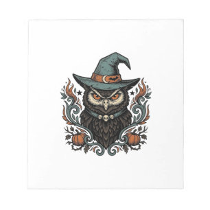 Oude Halloween-uil Heksenhoed Vectorontwerp_1 Notitieblok