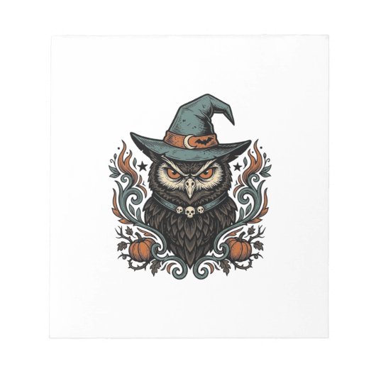 Oude Halloween-uil Heksenhoed Vectorontwerp_1 Notitieblok (Voorkant)