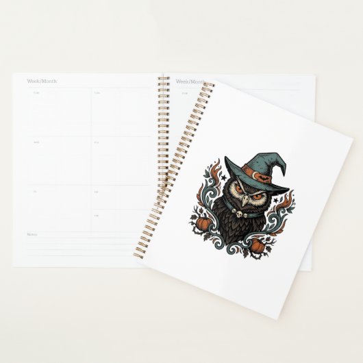Oude Halloween-uil Heksenhoed Vectorontwerp_1 Planner (Display)