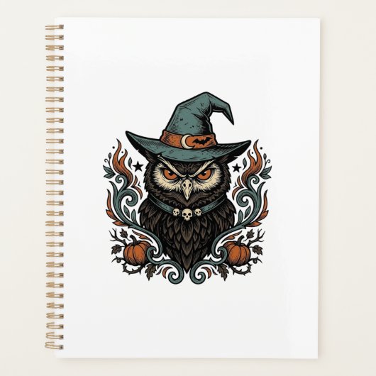 Oude Halloween-uil Heksenhoed Vectorontwerp_1 Planner (Voorkant)