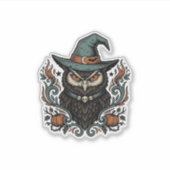 Oude Halloween-uil-heksenhoed Vectorontwerp_1 Sticker (Voorkant)