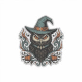 Oude Halloween-uil-heksenhoed Vectorontwerp_1 Sticker (Voorkant)