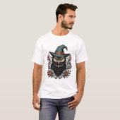 Oude Halloween-uil-heksenhoed Vectorontwerp_1 T-shirt (Voorkant volledig)